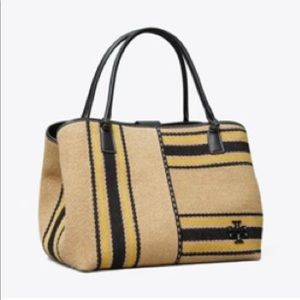 Tory Burch Mcgraw Linen Stripe Oversized Satchel